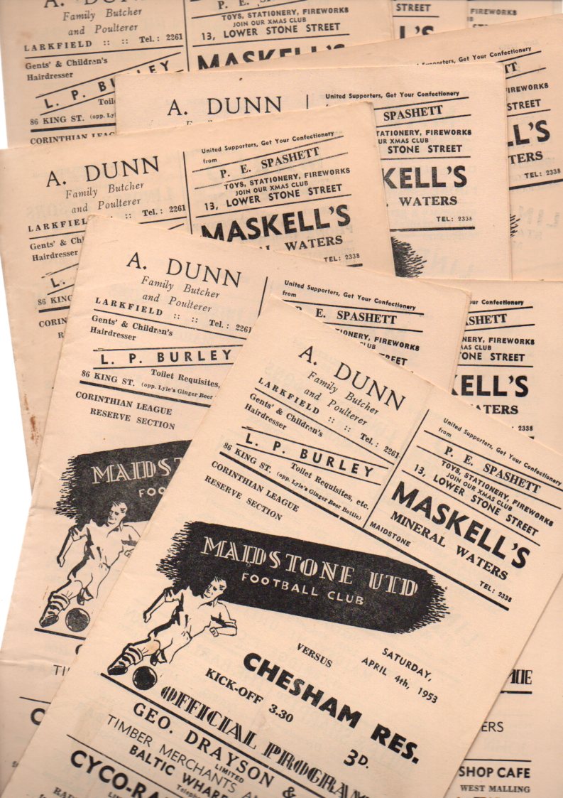 Maidstone Football Programmes: Home programmes 1952 and 1953 (12).