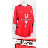 A Manchester United number 7 shirt signed by Cristiano Ronaldo,