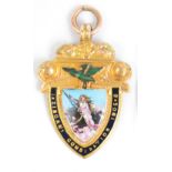 A rare Edwardian 9ct gold and enamel decorated football medal for the Zingari League,