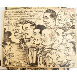 Two pen & ink drawings by Stil, relating to golfer Charlie Ward, both dated 1937,