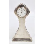 A hallmarked silver and wooden clock, inscribed "Hendon Golf Club, 4th November 1916",