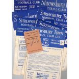 Shrewsbury Town Football Programmes: Home programmes plus ticket 1950s (8).