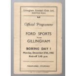 Gillingham Football Programme: Home programme against Ford Sports 1943.