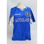 A multi-signed Chelsea football shirt.