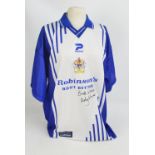 A multi-signed Burnley shirt, and a Stockport County shirt signed by Andy Kilner (2).