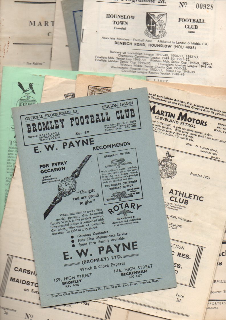 Maidstone Football Programmes: Away programmes 1953 and 1954 (12).