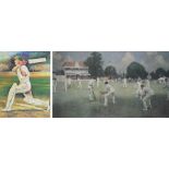 After KEN HALL; a limited edition print depicting Don Bradman, numbered 4/8,