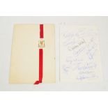 Liverpool Football Club; 1965 FA Cup Final autographed menu, Celebration Dinner,