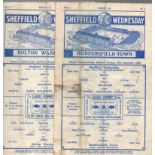 Sheffield Wednesday Football Programmes: home programmes against Bolton and Huddersfield 1935 (2).