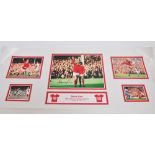 A signed photographic montage of Denis Law, titled "Denis Law, Manchester United Legend",