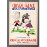 Crystal Palace Football Programme: Home programme for British Army against Belgian Army 1938.