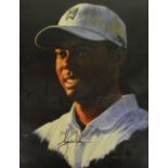 After CRAIG CAMPBELL; Tiger Woods in white Nike cap, a signed limited edition of six print,