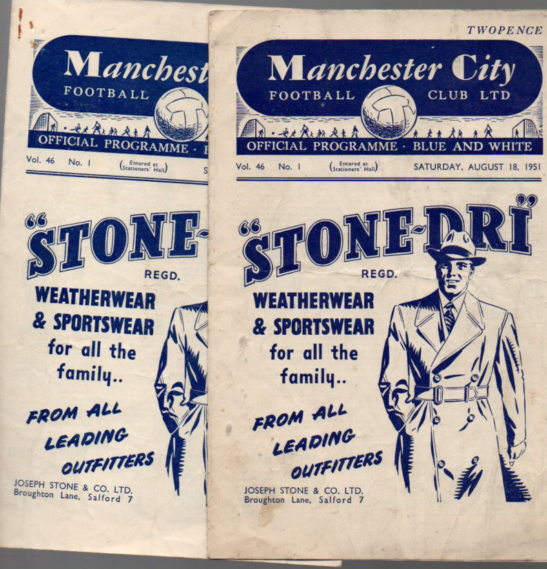 Manchester City Football Programmes: Home programmes from the year 1951 (56).