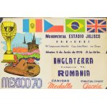1970 Football World Cup poster; original poster displayed at the stadium,
