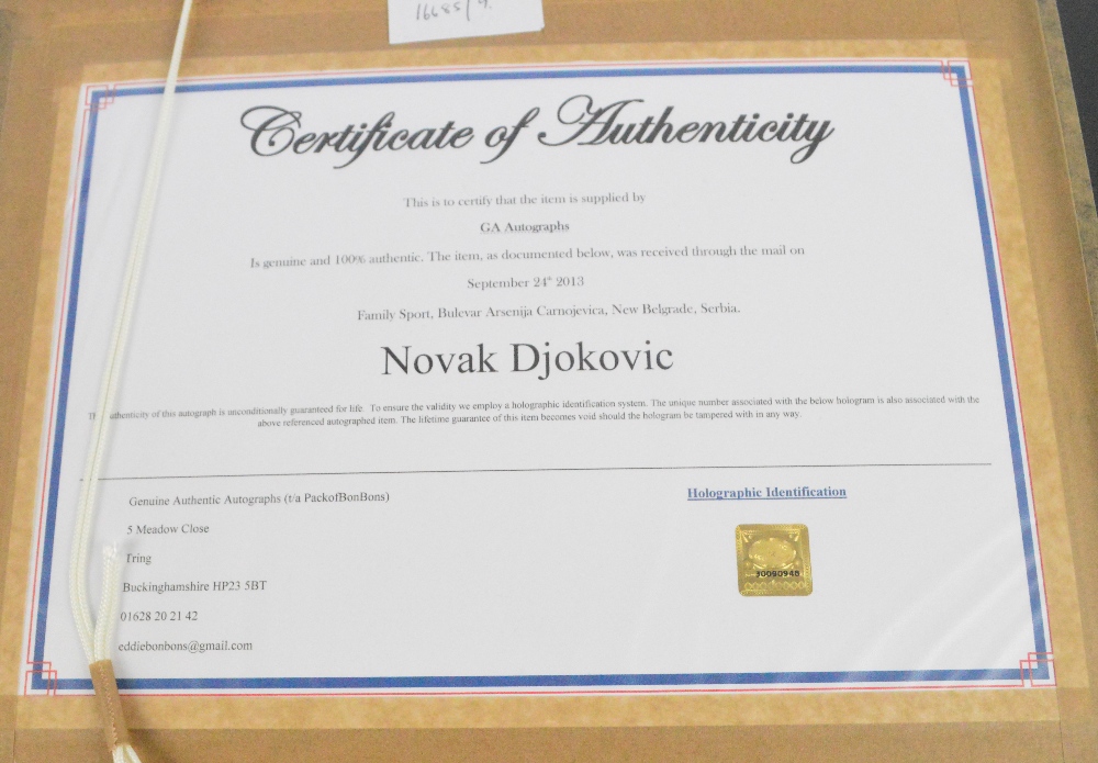 NOVAK DJOKOVIC; an autographed photograph of the world number one tennis player, - Image 3 of 3
