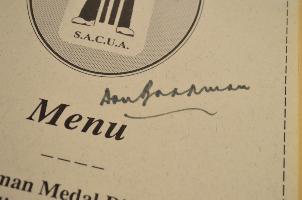 A South Australian Cricket Umpire's Association Incorporated menu for Bradman Medal Dinner in "The - Image 3 of 5