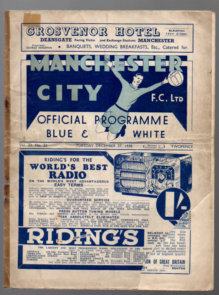 Manchester City Football Programme: Home programme 1938 against Tranmere Rovers.