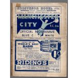Manchester City Football Programme: Home programme 1938 against Tranmere Rovers.