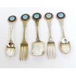 A cased cutlery set, containing five EPNS pieces for Medway Associates Golf Club, Australia,