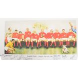 An autographed 1966 World Cup print "Football Heroes-Nine Plus Three (circ.