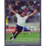 GARY LINEKER; a signed photographic print "Legends International, Gary Lineker, England - Germany,