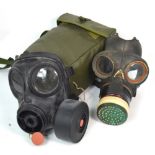 A WWII gas mask and a 'Haversack Respirator. N.B.C.S6 Mk 11', Jacon Ltd 1994 (2).