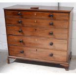 A four drawer mahogany chest of drawers on bracket feet, width 122cm.