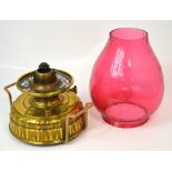 A c1900 brass oil lamp,