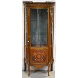 A c1900 French mahogany display cabinet with ribbon and swag inlay and gilt metal decoration