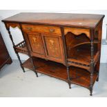 A Victorian rosewood and inlaid sideboard,