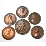 Six bronze commemorative coins for CAROLUS V.D.G., FRANCII.GD.VX, NFRANC.G.VX, NICOLAAA.A.LOTH.