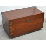 A rectangular blanket chest with brass fittings on castors, width 91cm.