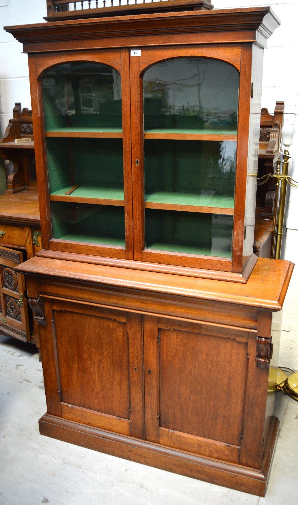 A Victorian mahogany chiffonier bookcase on plinth base, width approx 110cm.