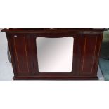 An Edwardian mahogany and inlaid rectangular over mantel mirror, width 118cm.