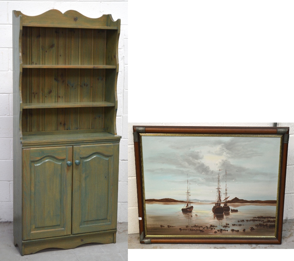 A modern green painted pine kitchen dresser of small proportions, 173.