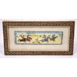 UNATTRIBUTED; a Mughal style painted rectangular bone plaque, length 18cm,