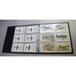 A postcard album containing approximately one hundred cards relating to aircraft to include