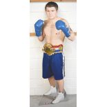 A signed life size cardboard cut out of Ricky 'The Hitman' Hatton, height 175cm.