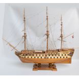 A scratch built model of "Le Superbe" in full rigging, length 110cm.