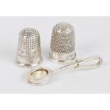 Two early 20th century hallmarked silver Charles Horner thimbles, sizes 7 and 9,