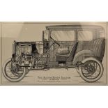 After CHINERY; a large limited edition black and white print "The Austin Seven Saloon in Section",