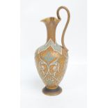 A Doulton Lambeth Silicon "Mosaic Ware" ewer, the high loop handle above crimped neck,