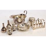 A small group of various hallmarked silver items comprising an Elizabeth II hallmarked silver sauce