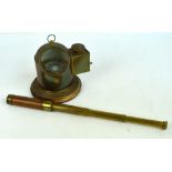 A brass and wood three draw telescope inscribed "Jones, 87 Goswell Street,