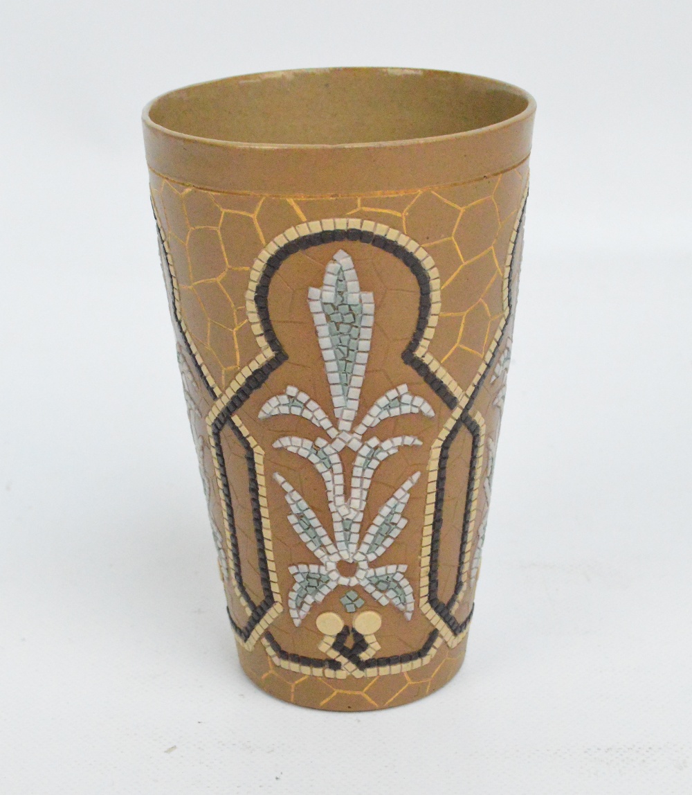 A Doulton Lambeth Silicon "Mosaic Ware" beaker of tapering form by Eliza Simmance,