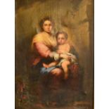 After MURILLO; a large 19th century oil on canvas "La Virgen da de Mamar al Niño", unsigned,