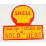 A cast metal Shell "Tractor Vaporising Oil Sold Here" sign, repainted, width 33cm.