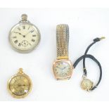 An early 20th century 18ct yellow gold cased open face crown wind fob watch,