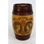 A Doulton Lambeth stoneware barrel shaped jug commemorating Queen Victoria's Diamond Jubilee in