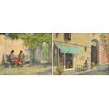 VICTOR COVERLEY-PRICE (1901-1988); oil on board "Bar Joleti Sienna", an Italian street scene,